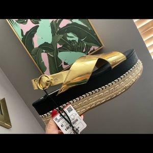 Zara gold wedges